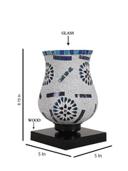 Mosaic Glass Table Lamp with wood Square Black Base (NM03)