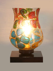 Mosaic Glass Table Lamp with wood Square Black Base (NM04)