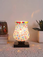 Mosaic Glass Table Lamp with wood Square Black Base (NM05)