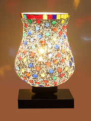 Mosaic Glass Table Lamp with wood Square Black Base (NM05)