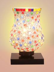 Mosaic Glass Table Lamp with wood Square Black Base (NM05)