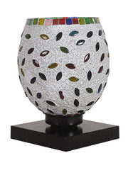 Mosaic Glass Table Lamp with wood Square Black Base (NM06)