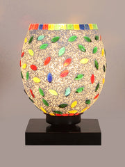 Mosaic Glass Table Lamp with wood Square Black Base (NM06)