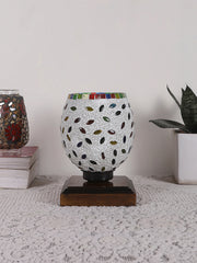Mosaic Glass Table Lamp with wood Square Brown Base (NM22)