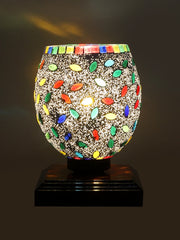 Mosaic Glass Table Lamp with wood Square Brown Base (NM22)