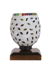 Mosaic Glass Table Lamp with wood Square Brown Base (NM22)