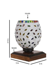 Mosaic Glass Table Lamp with wood Square Brown Base (NM22)