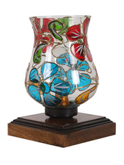 Mosaic Glass Table Lamp with wood Square Brown Base (NM23)