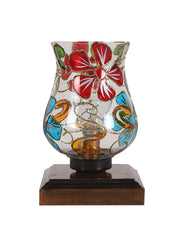 Mosaic Glass Table Lamp with wood Square Brown Base (NM23)