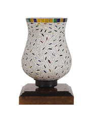 Mosaic Glass Table Lamp with wood Square Brown Base (NM24)