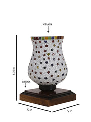 Mosaic Glass Table Lamp with wood Square Brown Base (NM25)