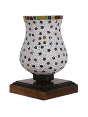 Mosaic Glass Table Lamp with wood Square Brown Base (NM25)