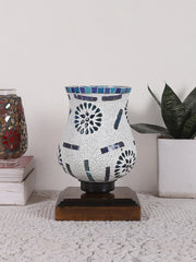 Mosaic Glass Table Lamp with wood Square Brown Base (NM26)