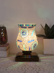Mosaic Glass Table Lamp with wood Square Brown Base (NM26)