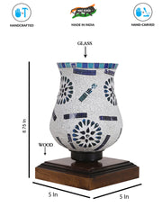 Mosaic Glass Table Lamp with wood Square Brown Base (NM26)