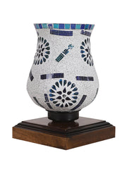 Mosaic Glass Table Lamp with wood Square Brown Base (NM26)