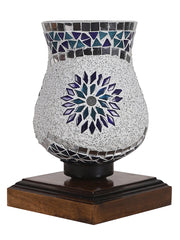 Mosaic Glass Table Lamp with wood Square Brown Base (NM27)