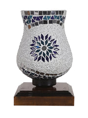 Mosaic Glass Table Lamp with wood Square Brown Base (NM27)