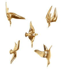 Aluminium Gold Bird Wall Decor Set of 5