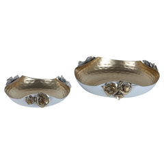 White & Gold Hammered Rose Urli Set of 2