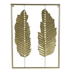 Gold Rectangular Leaves Wall Decor Set of 3