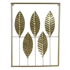 Gold Rectangular Leaves Wall Decor Set of 3