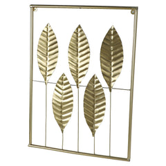 Gold Rectangular Leaves Wall Decor Set of 3