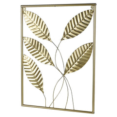 Gold Rectangular Leaves Wall Decor Set of 3