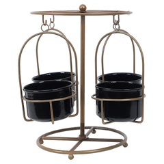 Detachable Revolving Merry Go Round Gold & Black Planter Stand