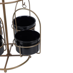 Detachable Revolving Merry Go Round Gold & Black Planter Stand