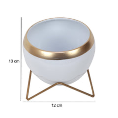 Apple Shape Metal White & Gold Planter Set of 2