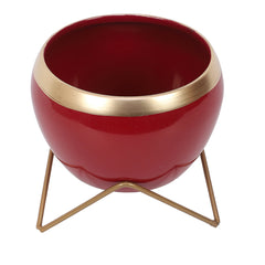 Apple Shape Metal Red & Gold Planter Set of 2