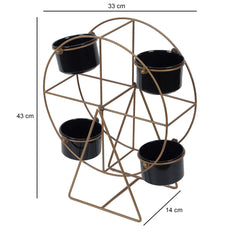 Revolving Wheel Gold & Black Planter Stand