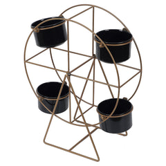 Revolving Wheel Gold & Black Planter Stand