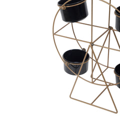 Revolving Wheel Gold & Black Planter Stand