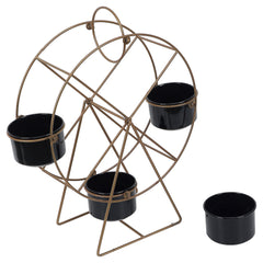 Revolving Wheel Gold & Black Planter Stand