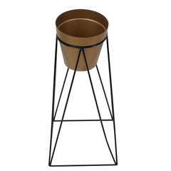 Big Pot Shape Gold Planter with Wide Stand Set of 2