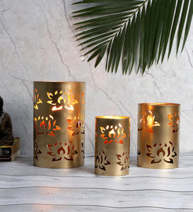 Lotus Etching Votive Tealight Holder Set of 3