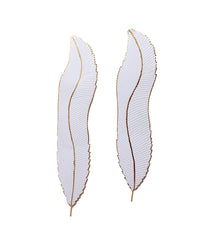 White & Gold Long Leaves Wall Decor Set of 2