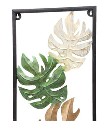 Green, Gold & White Maple Leaves Wall Decor Set of 2