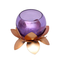 Small Glass Lotus Purple Set of 2