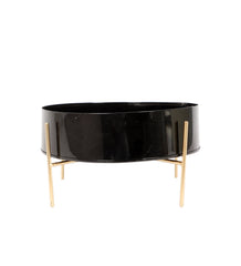 Round Black & Gold Table Planter with Stand Set of 2