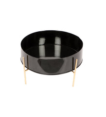 Round Black & Gold Table Planter with Stand Set of 2