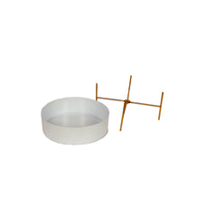 Round White & Gold Table Planter With Stand Set of 2