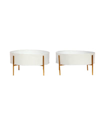 Round White & Gold Table Planter With Stand Set of 2