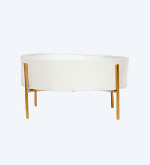 Round White & Gold Table Planter With Stand Set of 2