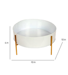 Round White & Gold Table Planter With Stand Set of 2