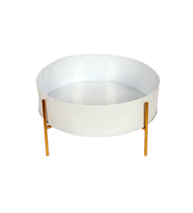 Round White & Gold Table Planter With Stand Set of 2