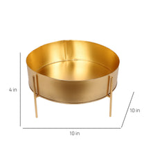 Round Gold Table Planter with Stand Set of 2