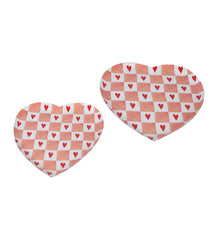 Pink Heart Shape Metal Platter Set of 2